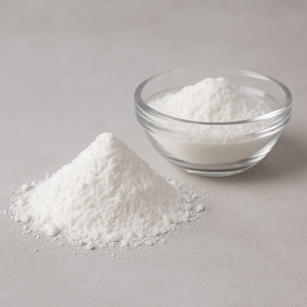 CBDa Isolate | Pure Cannabidiolic Acid Powder for Bulk & Formulation displayed as crystalline white powder in bowl and mound.